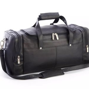 ROYCE NEW YORK Leather Luxury Overnight Duffel Bag with Shoe Compartments